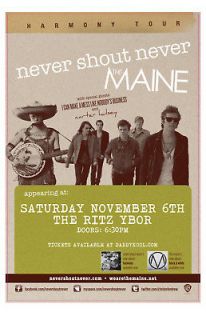 Never Shout Never * The Maine * Original Concert Poster