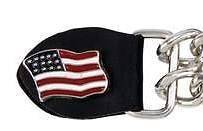 American US Flag Motorcycle Snap Vest Extender Leather Double Chain 