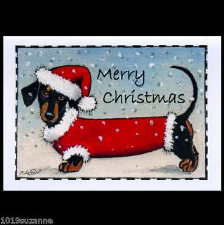 DACHSHUND DOG GLITTERY CHRISTMAS CARDS SUZANNE LE GOOD