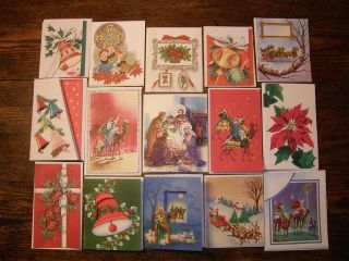 15 Vintage 1940s & 1950s Christmas Cards Mint Unused Unprinted With 