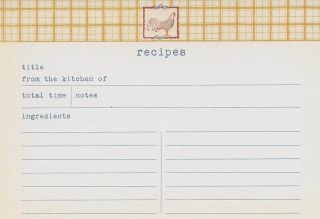 CHICKEN IN PLAID 20 CT Blank Recipe Cards 3.5 x 5 Lined   Both Sides 