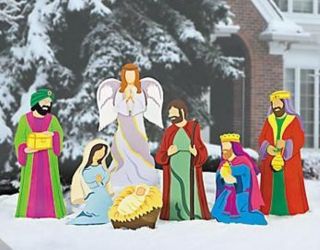  Deluxe Metal Complete Nativity Scene Outdoor Christmas Display Set NEW