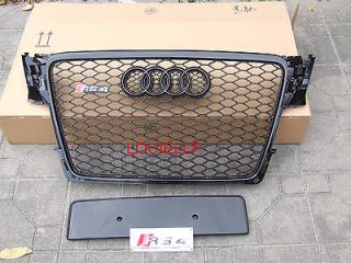 09 11 Audi A4 B8 RS4 Black Frame Mesh Grille W/Black Ring