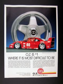 OZ Motor Sport Wheels Ferrari F 40 F40 1990 print Ad 