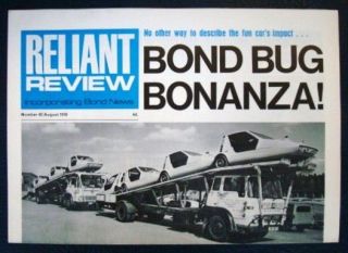 RELIANT REVIEW NEWSPAPER No 42 August 1970   BOND BUG CONTENT
