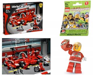 LEGO 8375 8803 Ferrari F1 Formula 1 Pit Crew Set & Race Car Driver 2 