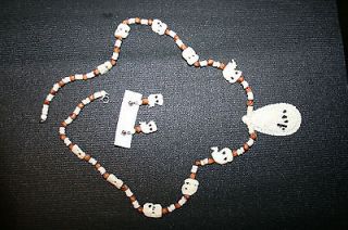 Vintage Faux Ivory African Elephant Necklace, 25 earrings to match 
