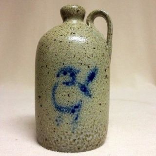 Antique Stoneware: Rare JUGTOWN, NC Salt Glazed Jug w/ Cobalt Bird 