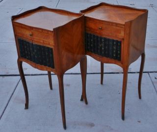 Pair 19th C French Book Front Nightstands   Side Tables Commodes 