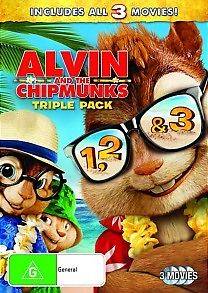 Alvin and the Chipmunks 1 + 2 + 3 Triple Pack DVD R4 *NEW & SEALED*