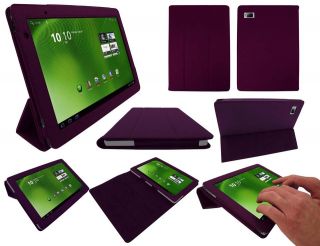 LuvTab Purple Acer Iconia A500 Tablet 10.1 inch Leather Stand Genius 