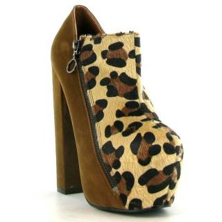   Heel Concealed Platform Ankle Boots Shoes Cheetah MNT1 Sizes UK 3 8