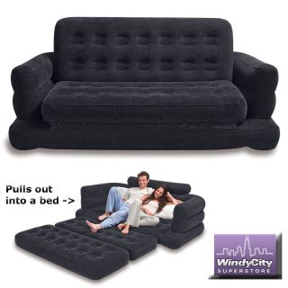 Intex Inflatable Air Sofa with Pull Out Queen Bed Mattress Sleeper 