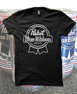 American Apparel Grey PABST BLUE RIBBON T Shirt PBR BEER Logo Miller 