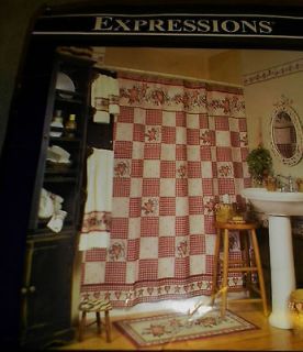   Spivey Hearts and Stars Shower Curtain NWT Country Primitive Americana
