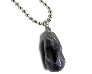   Stone Mens REAL AMETHYST Necklace   Alcoholics Anonymous 12 Step