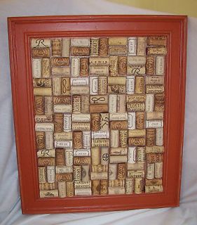 Wine Cork Memo Board in a Distressed BURNT ORANGE Frame for Office or 