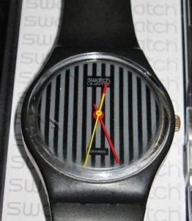 Vintage 1985 Authentic Swatch Watch, PINSTRIPE, GA102 Gent Standard