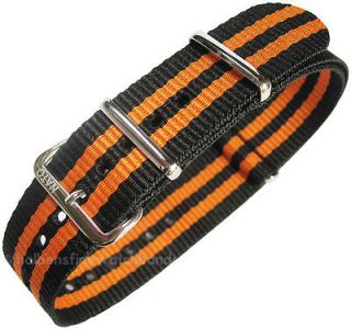   Orange / Black Stripe G10 SWISS MADE Military Nylon Watch Strap Band