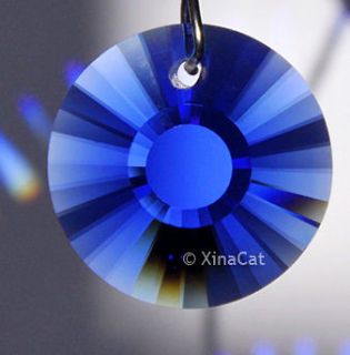 Round Sunburst 28mm Cobalt Blue Crystal Prism Pendant Suncatcher 1 1/8 
