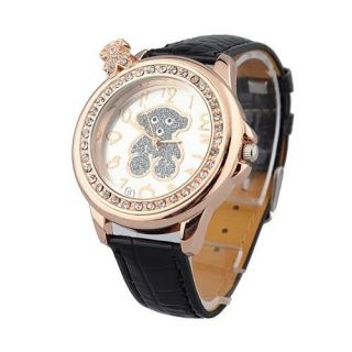   Lady Cartoon Crystal Fashion PU Leather Analog Quartz Wrist Watch New