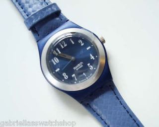 PARADIS BLUE Gorgeous IRONY MEDIUM Swatch Watch with DATE NIB