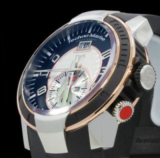 Mens TechnoMarine UF6 Dual Time Watch UFDT02G Rubber Strap Swiss Made