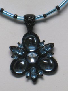 Aqua Star Flower Pendant w/Czech Glass Bead Necklace