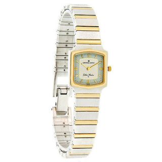  Geneve Golden Shadow Ladies Mini Square 18K Gold Two Tone Swiss Watch