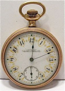ANTIQUE AMERICAN WALTHAM POCKET WATCH ORNATE FACE AND BACK