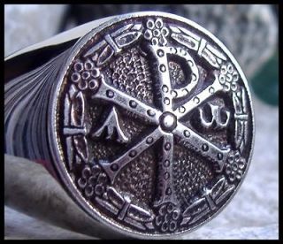   CHI RO JESUS RING ALPHA OMEGA SURGICAL JESUS CHRISTIANITY  D55
