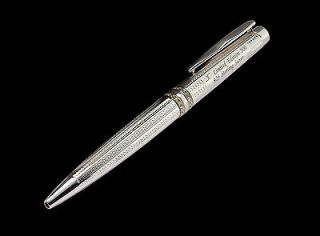 XEZO SOLID 925 SWISS STERLING SILVER HAND GUILLOCHE BALL PEN, WEIGHTY 