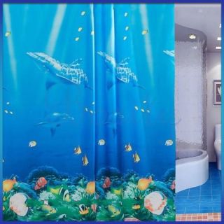   Fish Coral Ocean Bath Waterproof PEVA Shower Curtain w 12 Hooks