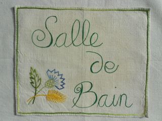   , Salle de Bain, french vintage linen napkin, altered art, cloth name