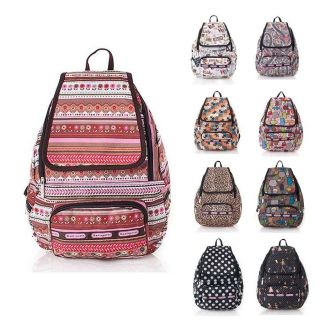   Girls Printed Fabric Backpacks School bags Book bags Rocksack #667