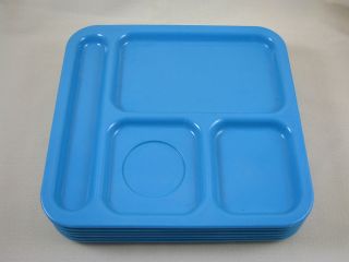 Set of 6 Blue Texas Ware TV Dinner Plastic Trays