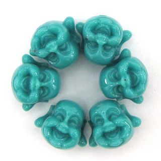 12mm synthetic blue coral carved buddha pendant bead 6pcs