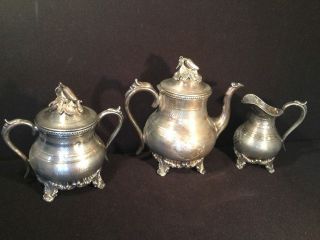   Vintage Ornate Silver Plated Lidded Coffee Urn Sugar Bowl Creamer