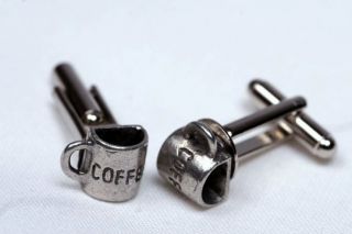coffee cup mug food caffine silver wholesale cufflink