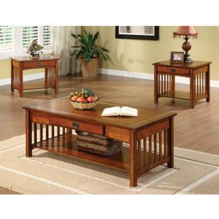 Mission Style 3 Piece Coffee & End Table Set