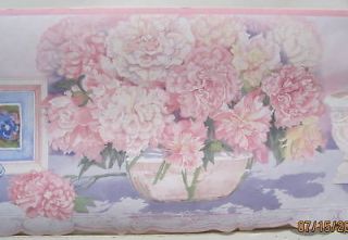 BATH FLOWERS VICTORIAN BATHROOM wallpaper border 7 1/2