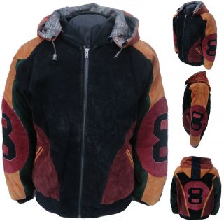 Mens MA1 8 Ball Classic Retro Vintage Style Bomber Suede Hooded 