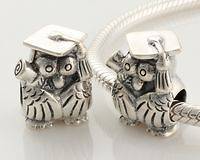 925 Sterling Silver 3D Graduation Owl with Mortar Board & Scroll Charm 