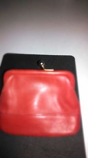 Coach Red Leather Framed Coin Purse with Kisslock Closure