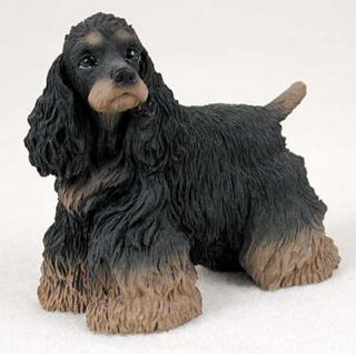   Spaniel Hand Painted Collectible Dog Figurine Statue Black & Brown