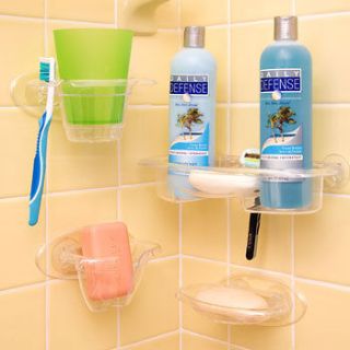   CUP SOAP DISH HOLDER SUCTION CUPS CADDY ACRYLIC PLASTIC WALL MOUNT