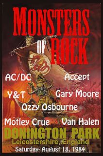   Rock AC/DC, Motley Crue, Van Halen, Ozzy & More Concert Poster 1984