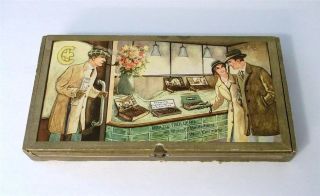Antique Cigar Box West Germany With Rare Dublin Style Cigar Pipe 