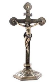 23 Tall Catholic Altar Cross Crucifix Bronze Jesus Christ Standing 
