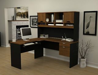   Modern L shaped Computer Desk w Hutch Included 